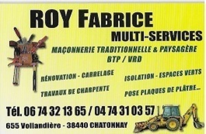 SARL Roy Fabrice Multi-services Meyrieu-les-Étangs, Maçonnerie générale, Couverture, Isolation, Peinture, Rénovation générale